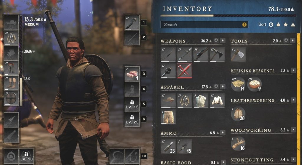 How to open the inventory in New World?