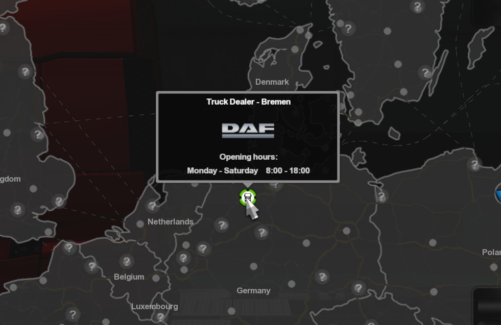 ETS2: Where are DAF Truck dealers?