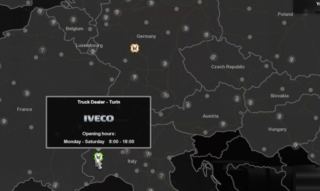 ETS2: Where are Iveco Truck dealers?