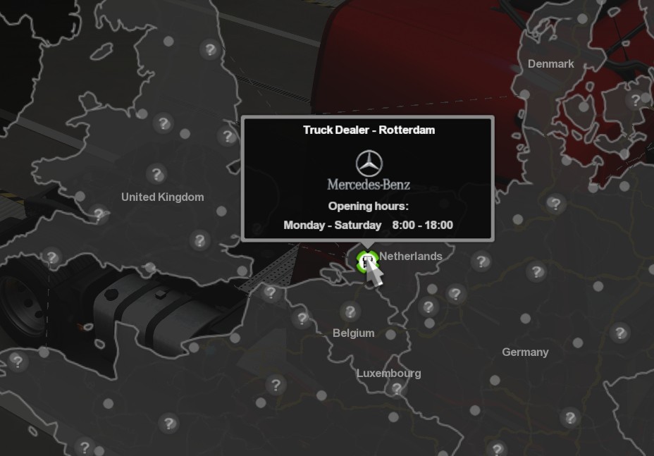ETS2: Where are Mercedes-Benz Truck dealers?