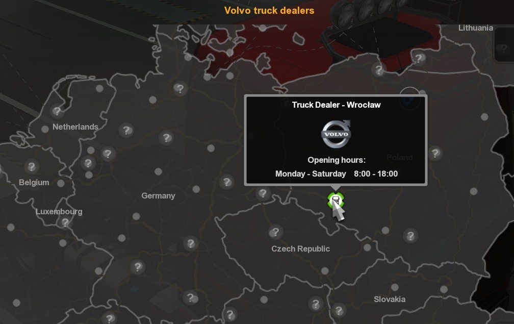 ETS2: Where are Volvo Truck dealers?